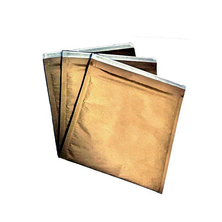 Stack of kraft honeycomb padded mailers