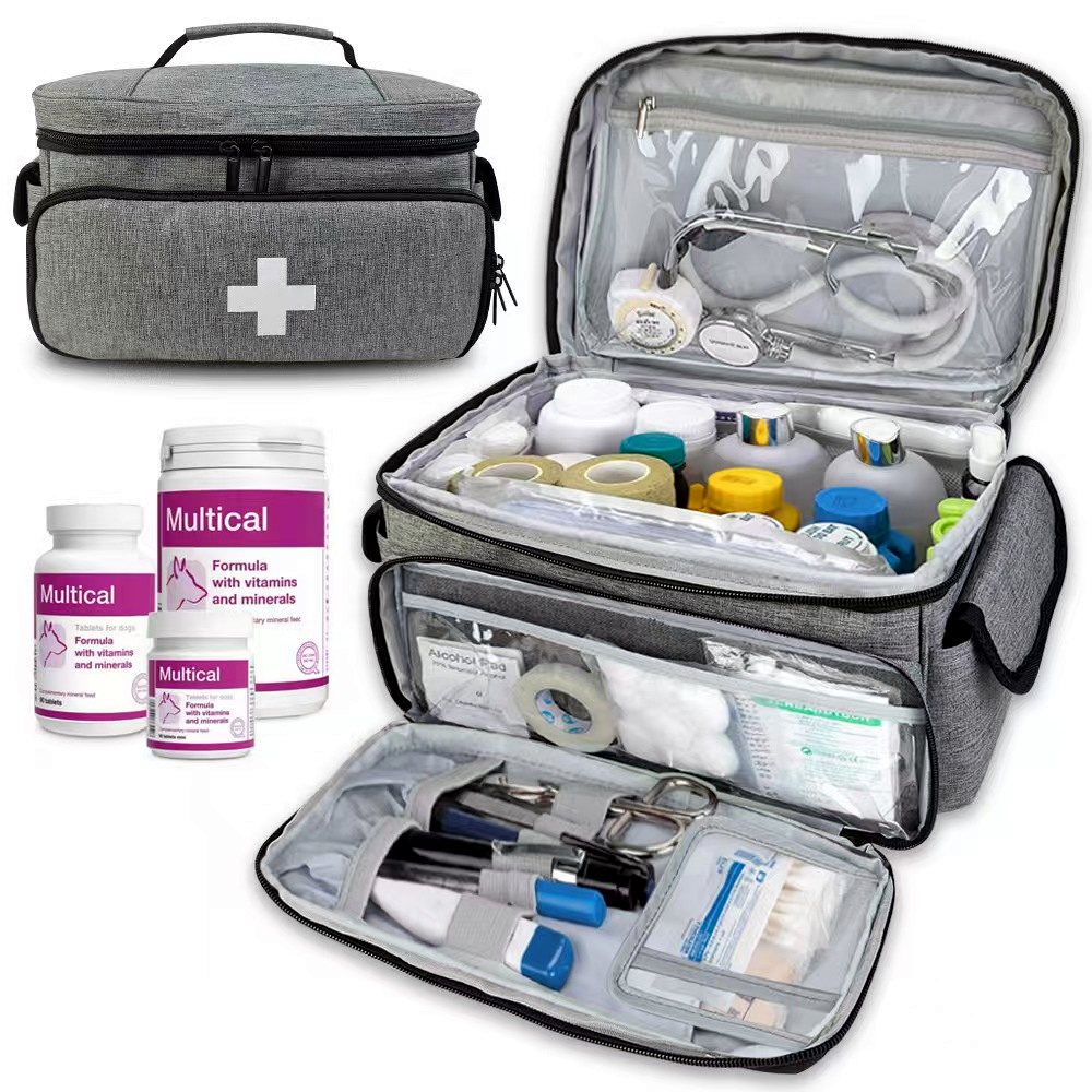 Medical storage kit with organized compartments