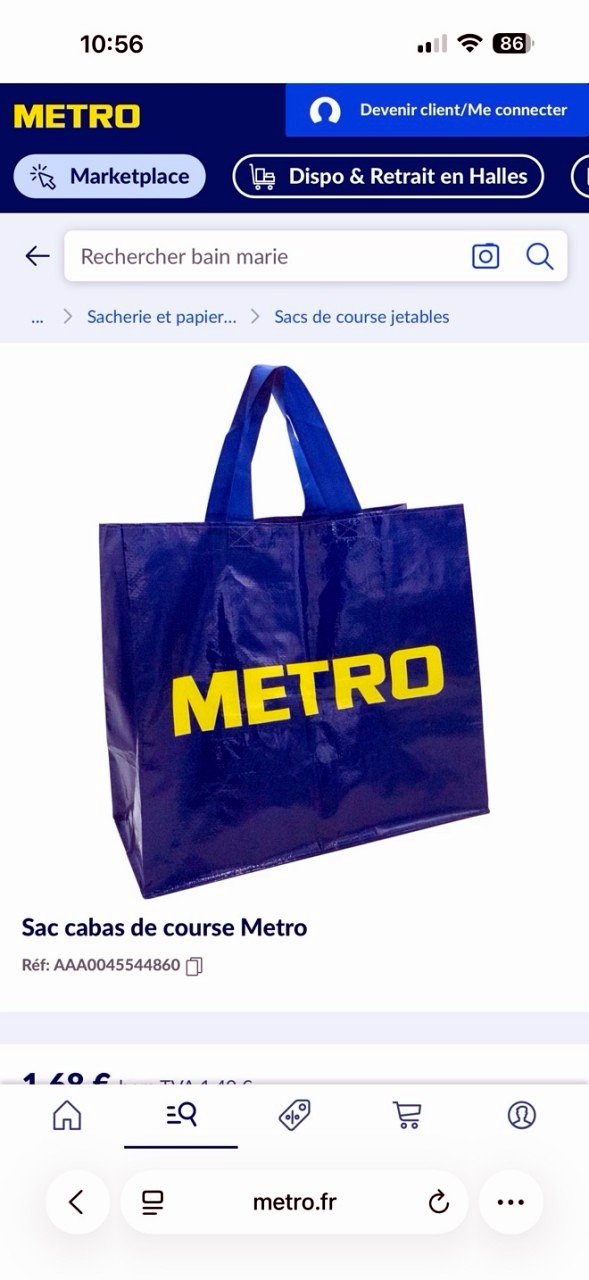 METRO supermarket laminated PP woven shopping bag — large-format retail branding